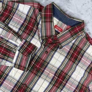 Izod Men's Luxury Sport long sleeved button down plaid cotton shirt XL